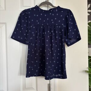 Loft Navy Patterned Blouse